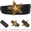 imageEXTREE Gold Buckle Belts for Women Fashion Waist Band Elegant Ladies Belt Gift for WomenIdeal for Dresses JeansGold Star Black Belt