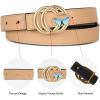 imageEXTREE Gold Buckle Belts for Women Fashion Waist Band Elegant Ladies Belt Gift for WomenIdeal for Dresses JeansLight Gold Butterfly Buckle Light Khaki Leather