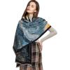 imageEXTREE Scarfs for Women Pashmina Silky Shawl Wrap for Evening Dressing Blanket Open Front Poncho CapeAgeblueyellowpainting