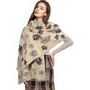 imageEXTREE Scarfs for Women Pashmina Silky Shawl Wrap for Evening Dressing Blanket Open Front Poncho CapeAgfwheatleaf