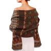 imageEXTREE Scarfs for Women Pashmina Silky Shawl Wrap for Evening Dressing Blanket Open Front Poncho CapeAgkbrownarrows