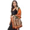 imageEXTREE Scarfs for Women Pashmina Silky Shawl Wrap for Evening Dressing Blanket Open Front Poncho CapeAgwblackorange