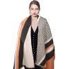 imageEXTREE Scarfs for Women Pashmina Silky Shawl Wrap for Evening Dressing Blanket Open Front Poncho CapeAhforangeblackkhaki