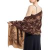 imageEXTREE Scarfs for Women Pashmina Silky Shawl Wrap for Evening Dressing Blanket Open Front Poncho CapeAhkdark Brownflowers