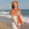 imageEXTREE Scarfs for Women Pashmina Silky Shawl Wrap for Evening Dressing Blanket Open Front Poncho CapeAhmorange