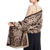 imageEXTREE Scarfs for Women Pashmina Silky Shawl Wrap for Evening Dressing Blanket Open Front Poncho CapeAhrkhakidark Brown
