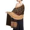 imageEXTREE Scarfs for Women Pashmina Silky Shawl Wrap for Evening Dressing Blanket Open Front Poncho CapeAhtochredark Brownlattice