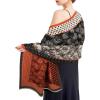 imageEXTREE Scarfs for Women Pashmina Silky Shawl Wrap for Evening Dressing Blanket Open Front Poncho CapeAikblackorange