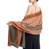 imageEXTREE Scarfs for Women Pashmina Silky Shawl Wrap for Evening Dressing Blanket Open Front Poncho CapeAixwhiteorangehorses