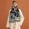 imageEXTREE Scarfs for Women Pashmina Silky Shawl Wrap for Evening Dressing Blanket Open Front Poncho CapeAjablackwhitegeometric Diagram