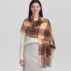imageEXTREE Scarfs for Women Pashmina Silky Shawl Wrap for Evening Dressing Blanket Open Front Poncho CapeAjdhoney Orangechocolate