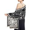 imageEXTREE Scarfs for Women Pashmina Silky Shawl Wrap for Evening Dressing Blanket Open Front Poncho CapeAjgblackwhitebirds