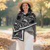 imageEXTREE Scarfs for Women Pashmina Silky Shawl Wrap for Evening Dressing Blanket Open Front Poncho CapeAjgblackwhitebirds