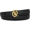 Gold Interlocking Buckle Black Leather Belt