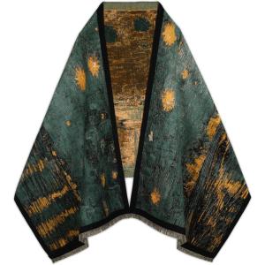 imageEXTREE Scarfs for Women Pashmina Silky Shawl Wrap for Evening Dressing Blanket Open Front Poncho CapeAafgreenyellow