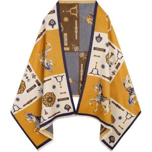 imageEXTREE Scarfs for Women Pashmina Silky Shawl Wrap for Evening Dressing Blanket Open Front Poncho CapeAagoff Whiteearthy Yellow