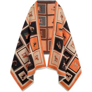 imageEXTREE Scarfs for Women Pashmina Silky Shawl Wrap for Evening Dressing Blanket Open Front Poncho CapeAamorange