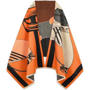 imageEXTREE Scarfs for Women Pashmina Silky Shawl Wrap for Evening Dressing Blanket Open Front Poncho CapeAanorange