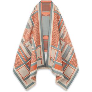imageEXTREE Scarfs for Women Pashmina Silky Shawl Wrap for Evening Dressing Blanket Open Front Poncho CapeAarorange