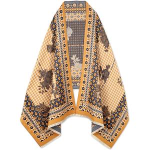 imageEXTREE Scarfs for Women Pashmina Silky Shawl Wrap for Evening Dressing Blanket Open Front Poncho CapeAasorange