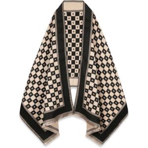 imageEXTREE Scarfs for Women Pashmina Silky Shawl Wrap for Evening Dressing Blanket Open Front Poncho CapeAayblack