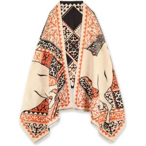 imageEXTREE Scarfs for Women Pashmina Silky Shawl Wrap for Evening Dressing Blanket Open Front Poncho CapeAbgbrown