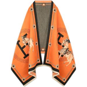 imageEXTREE Scarfs for Women Pashmina Silky Shawl Wrap for Evening Dressing Blanket Open Front Poncho CapeAccorange