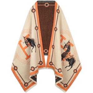 imageEXTREE Scarfs for Women Pashmina Silky Shawl Wrap for Evening Dressing Blanket Open Front Poncho CapeAcdwhite