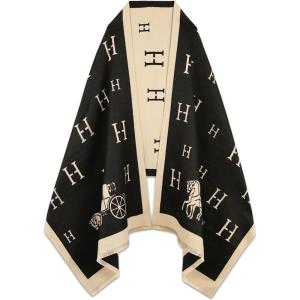 imageEXTREE Scarfs for Women Pashmina Silky Shawl Wrap for Evening Dressing Blanket Open Front Poncho CapeAciblack