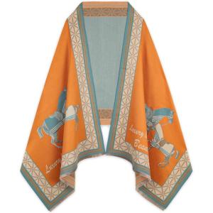 imageEXTREE Scarfs for Women Pashmina Silky Shawl Wrap for Evening Dressing Blanket Open Front Poncho CapeAdborange