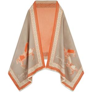 imageEXTREE Scarfs for Women Pashmina Silky Shawl Wrap for Evening Dressing Blanket Open Front Poncho CapeAdeorange