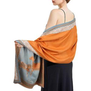 imageEXTREE Scarfs for Women Pashmina Silky Shawl Wrap for Evening Dressing Blanket Open Front Poncho CapeAdforange