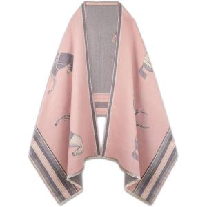 imageEXTREE Scarfs for Women Pashmina Silky Shawl Wrap for Evening Dressing Blanket Open Front Poncho CapeAdtpink