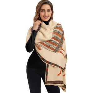 imageEXTREE Scarfs for Women Pashmina Silky Shawl Wrap for Evening Dressing Blanket Open Front Poncho CapeAduwhite