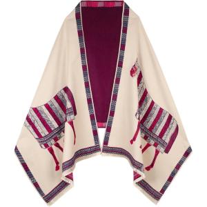 imageEXTREE Scarfs for Women Pashmina Silky Shawl Wrap for Evening Dressing Blanket Open Front Poncho CapeAdvwhite