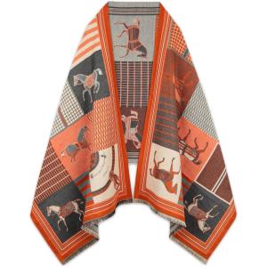 imageEXTREE Scarfs for Women Pashmina Silky Shawl Wrap for Evening Dressing Blanket Open Front Poncho CapeAdyorange