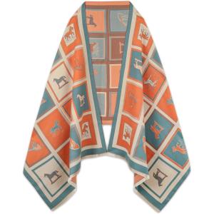 imageEXTREE Scarfs for Women Pashmina Silky Shawl Wrap for Evening Dressing Blanket Open Front Poncho CapeAfdorange