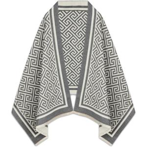 imageEXTREE Scarfs for Women Pashmina Silky Shawl Wrap for Evening Dressing Blanket Open Front Poncho CapeAfpgrey