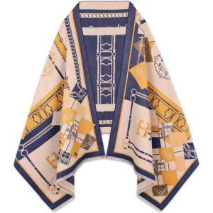 imageEXTREE Scarfs for Women Pashmina Silky Shawl Wrap for Evening Dressing Blanket Open Front Poncho CapeAfvpinkblueyellow