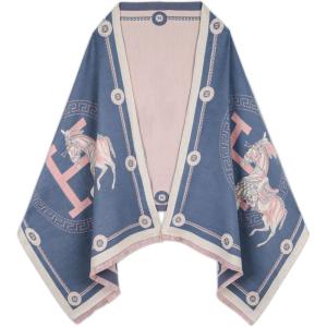 imageEXTREE Scarfs for Women Pashmina Silky Shawl Wrap for Evening Dressing Blanket Open Front Poncho CapeAfybluehorse
