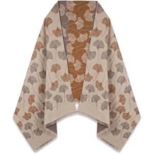 imageEXTREE Scarfs for Women Pashmina Silky Shawl Wrap for Evening Dressing Blanket Open Front Poncho CapeAgakhakileaf