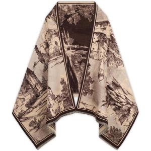 imageEXTREE Scarfs for Women Pashmina Silky Shawl Wrap for Evening Dressing Blanket Open Front Poncho CapeAgikhakipaint