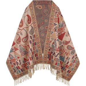 imageEXTREE Scarfs for Women Pashmina Silky Shawl Wrap for Evening Dressing Blanket Open Front Poncho CapeAglpeachpuffpaint