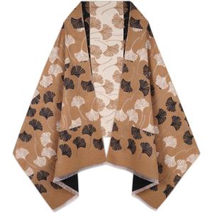 imageEXTREE Scarfs for Women Pashmina Silky Shawl Wrap for Evening Dressing Blanket Open Front Poncho CapeAgpearthy Yellowleaf