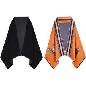 imageEXTREE Scarfs for Women Pashmina Silky Shawl Wrap for Evening Dressing Blanket Open Front Poncho CapeAgvblackorangehorse