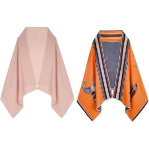 imageEXTREE Scarfs for Women Pashmina Silky Shawl Wrap for Evening Dressing Blanket Open Front Poncho CapeAgxpinkorangehorse