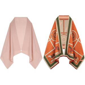 imageEXTREE Scarfs for Women Pashmina Silky Shawl Wrap for Evening Dressing Blanket Open Front Poncho CapeAgypinkorange