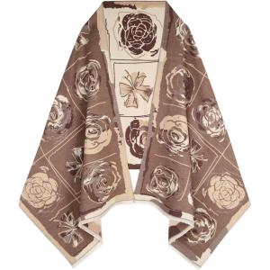 imageEXTREE Scarfs for Women Pashmina Silky Shawl Wrap for Evening Dressing Blanket Open Front Poncho CapeAhabrownflowers