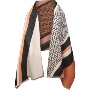 imageEXTREE Scarfs for Women Pashmina Silky Shawl Wrap for Evening Dressing Blanket Open Front Poncho CapeAhforangeblackkhaki