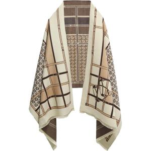 imageEXTREE Scarfs for Women Pashmina Silky Shawl Wrap for Evening Dressing Blanket Open Front Poncho CapeAhgbeigekhaki